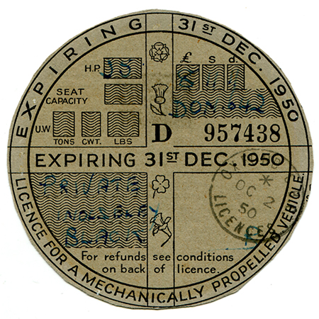 December 1950 Tax Disc