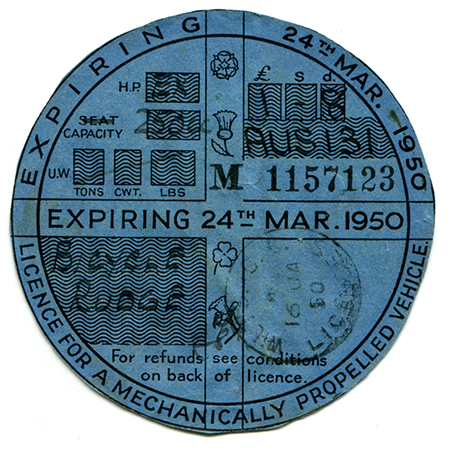 March 1950 Tax Disc